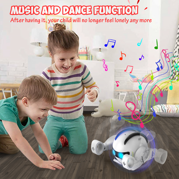 (ABC)Robot Toy for Kids, Rolling with Music, Touch Sensitive Play Song, Multi Persons Music Interaction, Applause Activated Wake Up, Auto Standby Mode, Gift for Toddlers Boys Girls Ages 1, 2, 3-8