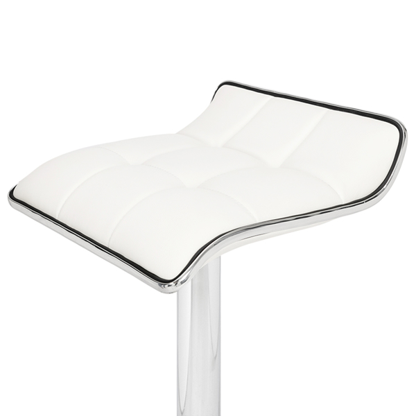 2 Soft-Packed Square Board Curved Foot Bar Stools Pu Fabric White