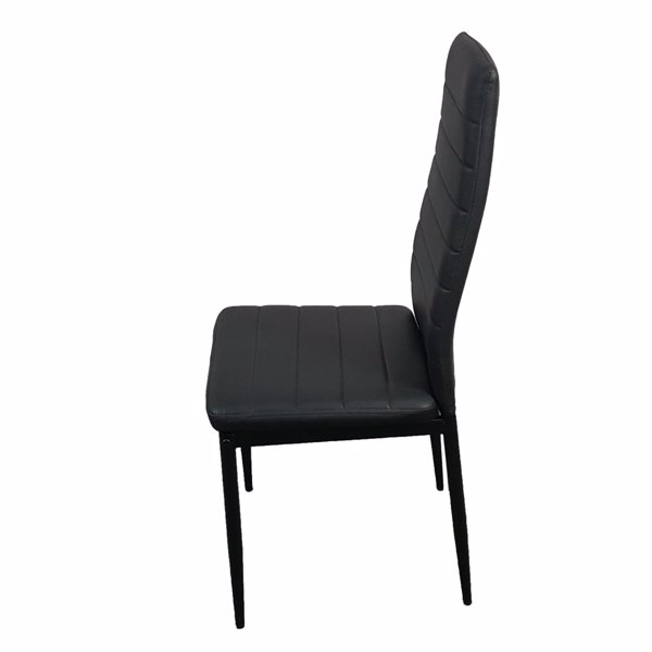 4pcs Elegant Assembled Stripping Texture High Backrest Dining Chairs Black