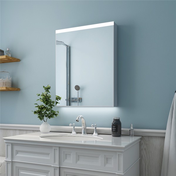 (This item can not be sold on Amazon)24" x 30" LED Lighted Bathroom Mirror Cabinet with 3-Layer Storage Shelves, Non-contact Motion Sensor, Surface Mounting Only (Door Right Open)