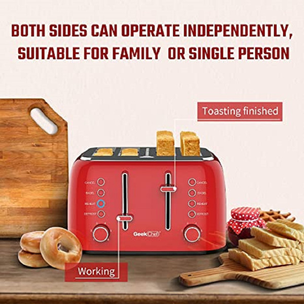 Retro Stainless Steel Extra-Wide Slot Toaster, Bagel/Defrost/Cancel Function(can not be sold on Amazon)