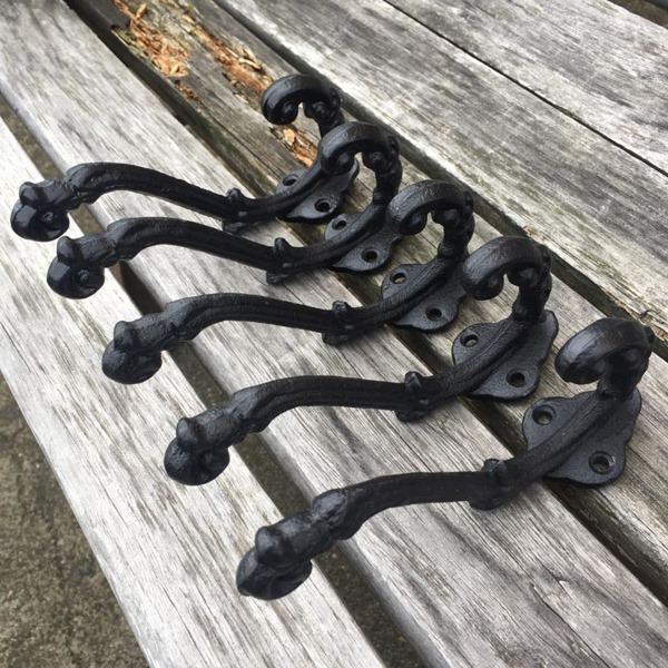 Vintage Style Cast Iron Wall Coat Hooks Hat Hook Hall Tree 5 1/3" Black GG015 