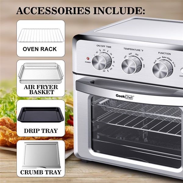 19QT Air Fryer Toaster Oven, Convection Airfryer Countertop Oven, Roast, Bake, Broil, Reheat, Fry Oil-Free, Stainless Steel, Silver(can not be sold on Amazon)