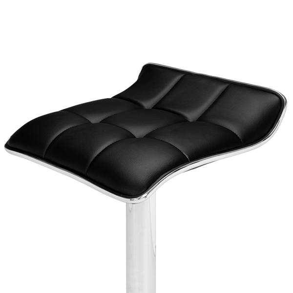 2 Soft-Packed Square Board Curved Foot Bar Stools Pu Fabric Black
