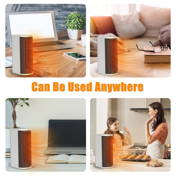 Heat 2-Way Use Slim Tabletop Heater,Fast Heat Up,Overheat Protection System,For Home & Office