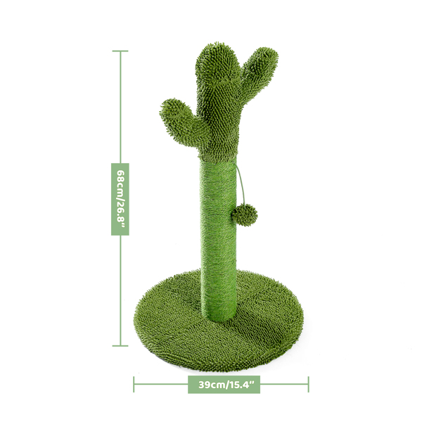 Cactus Cat Tree Scratcher With Sisal Scratching Post Interactive Ball Green