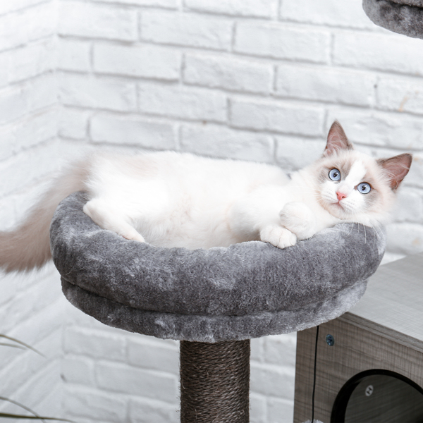 Cat Tree Modern Cat Tower with 2 Super Large Condo, Sturdy Scratching Posts, and Removable Soft Perches 