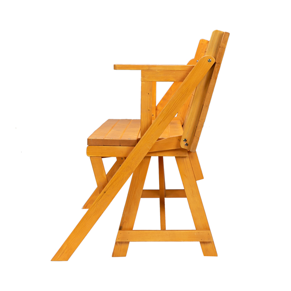 138.5*137*75cm Solid Wood Load-Bearing 150kg Dual-Purpose Conjoined Table And Chair Yellow