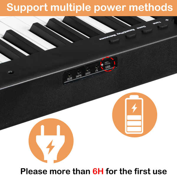 【Do Not Sell on Amazon】Glarry GPP-103 Standard 88 Semi-weighited Keys Foldable Electic Piano Digital Piano with Bluetooth，Built-in Double Speakers，Midi，Sustain Pedal for Beginner，Kids，Adult