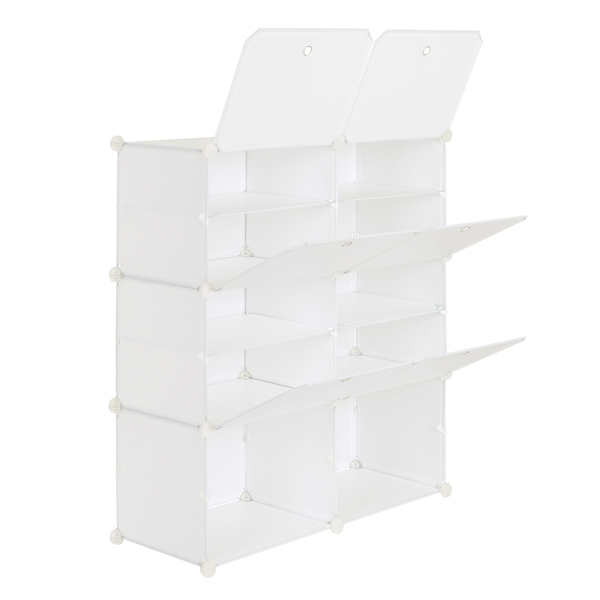 5-Tier Portable 20 Pair Shoe Rack Organizer 10 Grids Tower Shelf Storage Cabinet Stand Expandable for Heels, Boots, Slippers, White