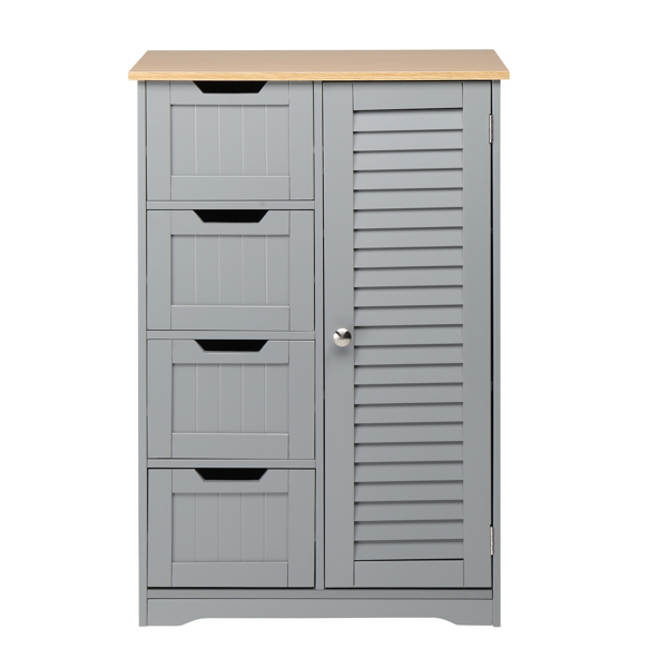 4 Drawer Single Hundred Doors MDF Spray Paint Bathroom Cabinet Gray