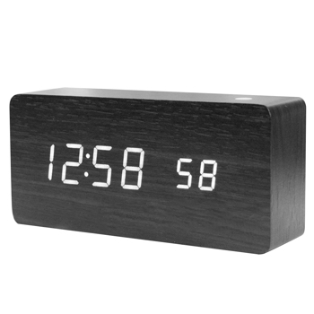LED Wooden Digital Alarm Clock With USB Charging Ports