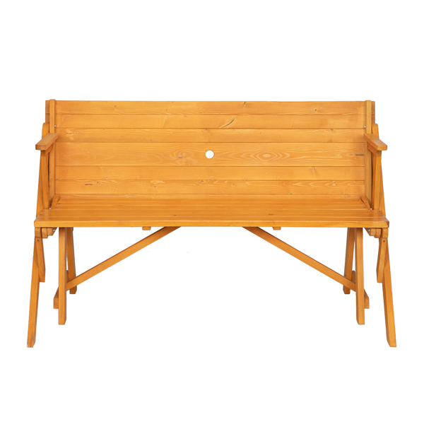 138.5*137*75cm Solid Wood Load-Bearing 150kg Dual-Purpose Conjoined Table And Chair Yellow