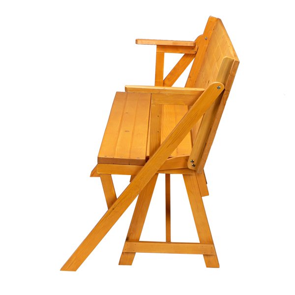 138.5*137*75cm Solid Wood Load-Bearing 150kg Dual-Purpose Conjoined Table And Chair Yellow