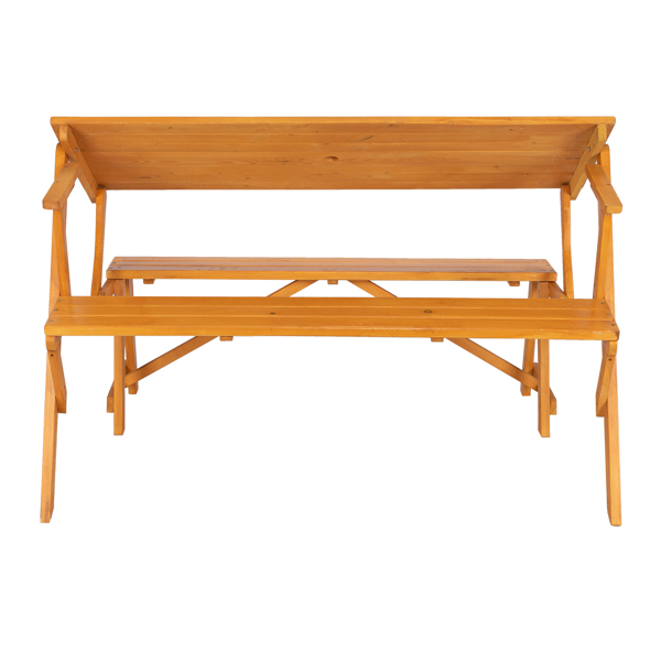 138.5*137*75cm Solid Wood Load-Bearing 150kg Dual-Purpose Conjoined Table And Chair Yellow