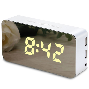 Digital LED RGB Mirror Alarm Clock Temperature Display Powered by USB/Battery with 115 Colors