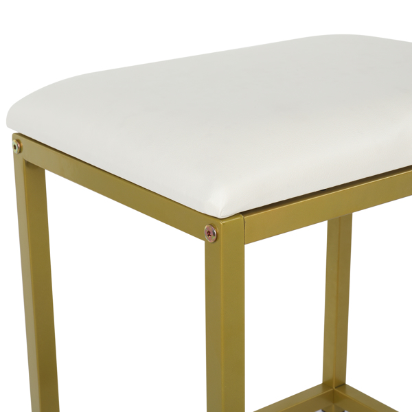 Vanity Stool with Metal Legs, Cushion Vanity Chair, Dressing Makeup Stool Bench, Beige