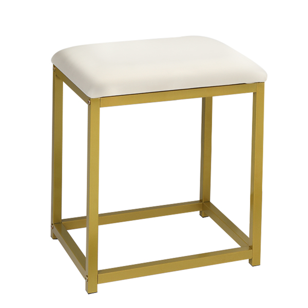 Vanity Stool with Metal Legs, Cushion Vanity Chair, Dressing Makeup Stool Bench, Beige