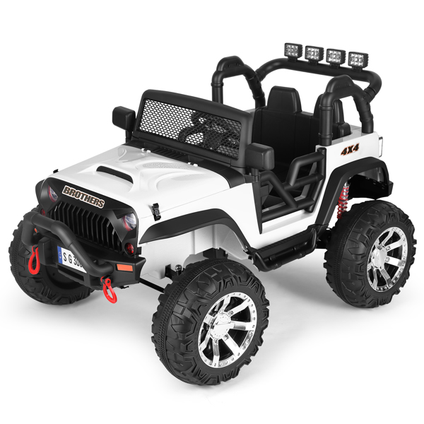 White 12V Battery Kid Ride on Truck Car Electric Jeep Toy LED