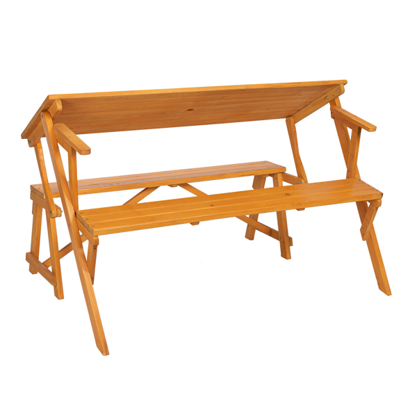 138.5*137*75cm Solid Wood Load-Bearing 150kg Dual-Purpose Conjoined Table And Chair Yellow