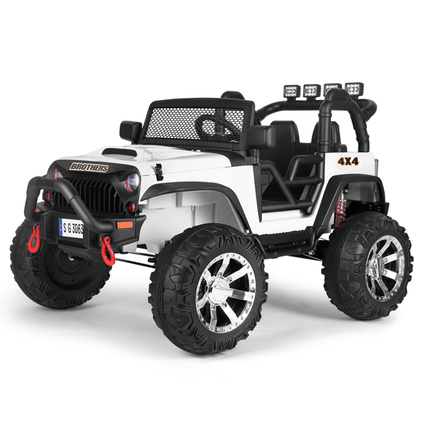 White 12V Battery Kid Ride on Truck Car Electric Jeep Toy LED