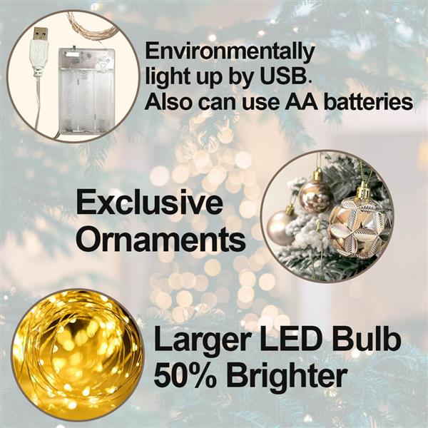 植绒金色圣诞树带LED灯 24英寸 带精美装饰品-2