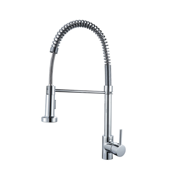 Kitchen Faucet Commercial Solid Brass Single with Handle Pull Down Sprayer Spring