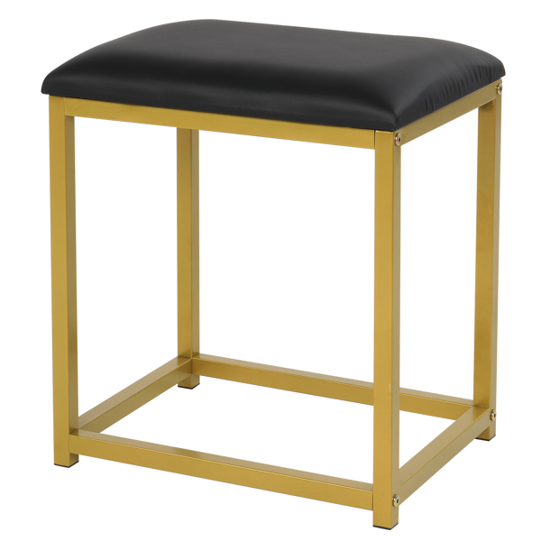 Vanity Stool with Metal Legs, Cushion Vanity Chair, Dressing Makeup Stool Bench, Black