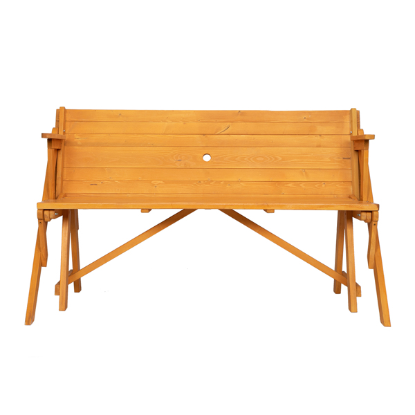 138.5*137*75cm Solid Wood Load-Bearing 150kg Dual-Purpose Conjoined Table And Chair Yellow