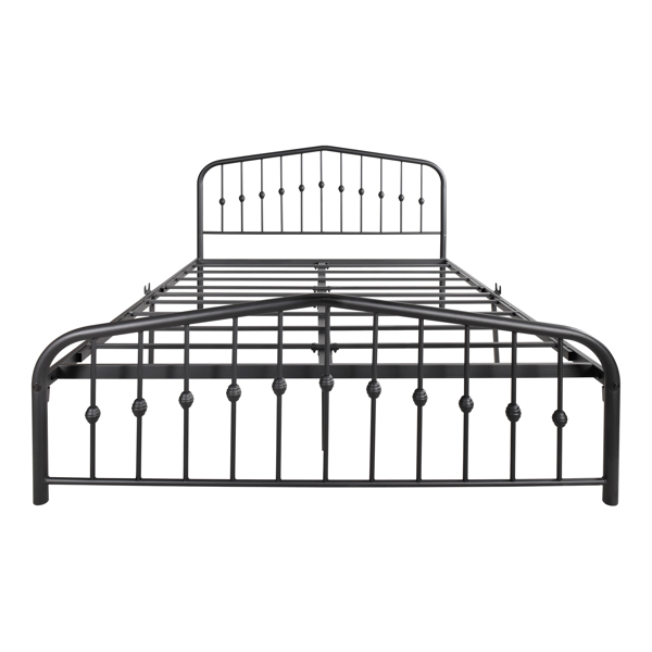 Bed Frame Metal  Queen Size with Headboard Footboard no box spring needed,Black   