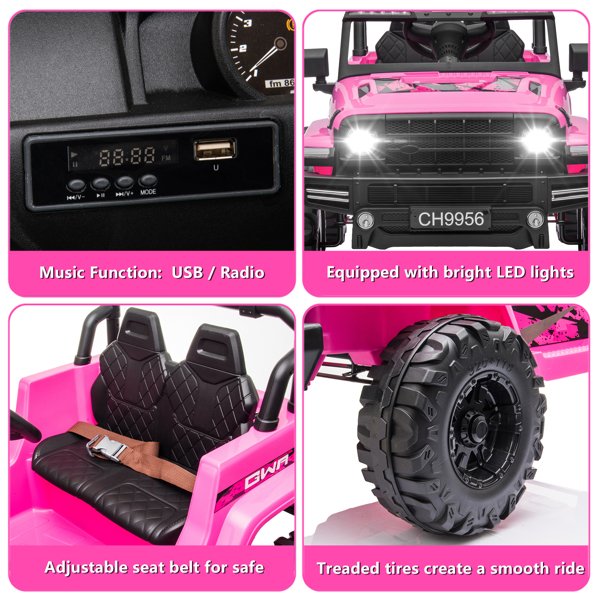 LZ-9956 Dual Drive 12V 7A.h with 2.4G Remote Control Electric Car Pink