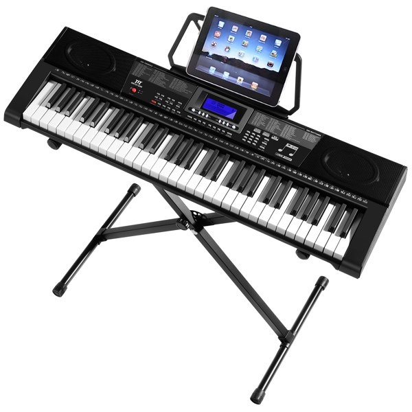 Portable 61-Key Electronic Lighted Keyboard Digital Piano Microphone Headphone