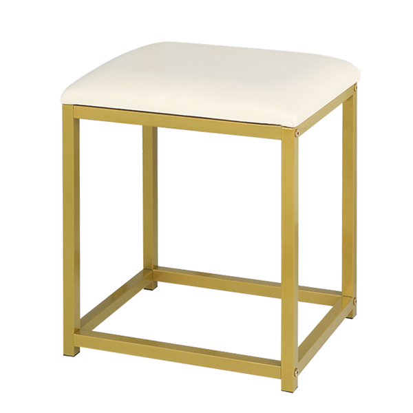 Vanity Stool with Metal Legs, Cushion Vanity Chair, Dressing Makeup Stool Bench, Beige