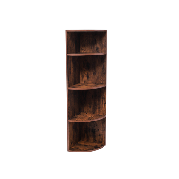 4-Tier Industrial Corner Shelf Unit, Freestanding Display Storage Shelves and Wooden Bookcase, for Kitchen, Living Room, Study Room