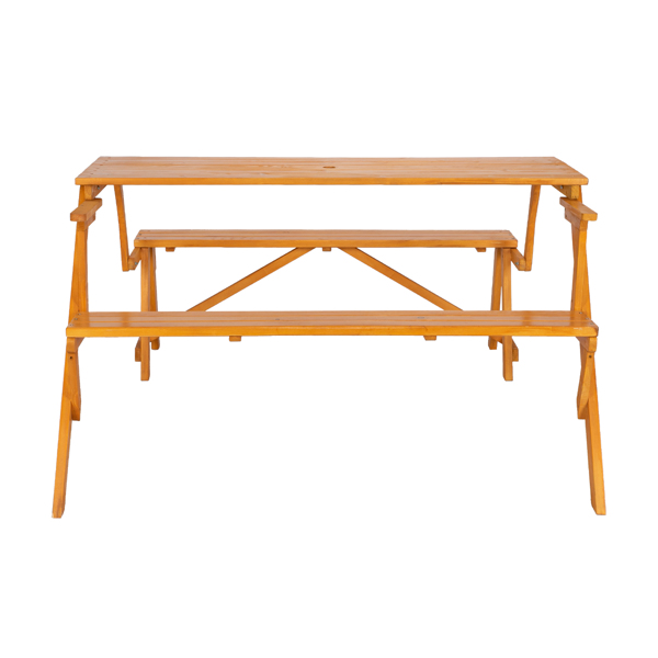 138.5*137*75cm Solid Wood Load-Bearing 150kg Dual-Purpose Conjoined Table And Chair Yellow