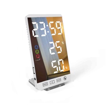 Digital LED Mirror Surface Alarm Clock with USB Charging Ports 6\\"