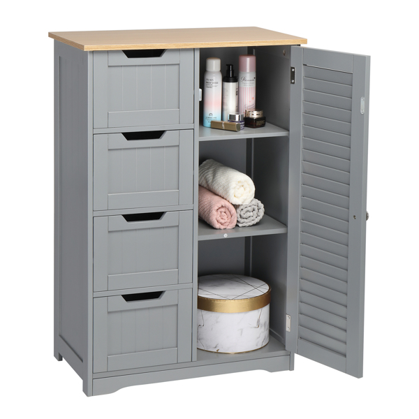 4 Drawer Single Hundred Doors MDF Spray Paint Bathroom Cabinet Gray