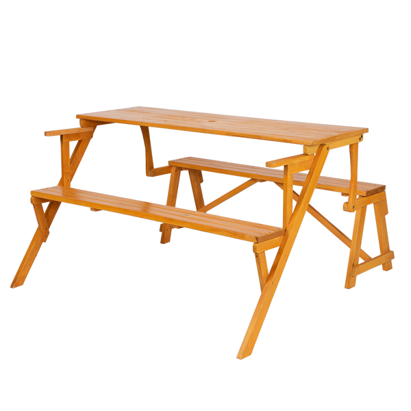 138.5*137*75cm Solid Wood Load-Bearing 150kg Dual-Purpose Conjoined Table And Chair Yellow