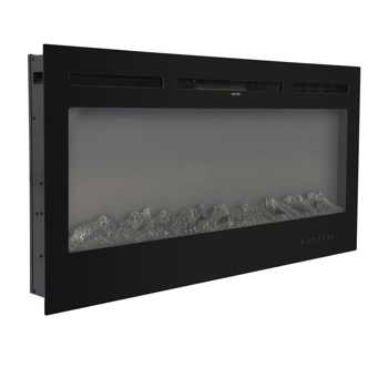 120.00V 1500.00W 40in Sheet Metal Glass Embedded/Wall-Mounted/Temperature-Adjustable/Timing/With Display/With Fake Firewood/With Crystal Stone/With Remote Control Colorful/9-Color Flame Fireplace Blac