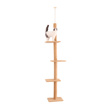 Three Tier Floor-to-Ceiling Cat Tree Cat Climbing Tree 9 Feet