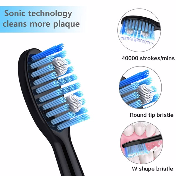 Lächen elektrische Zahnbürste Schallzahnbürste doppelpack, 2 Handstück und 2 Reise-Etui, 5 Modi mit 10 Ersatzbürstenköpfe