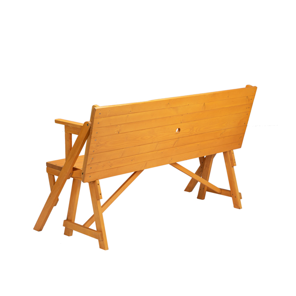 138.5*137*75cm Solid Wood Load-Bearing 150kg Dual-Purpose Conjoined Table And Chair Yellow