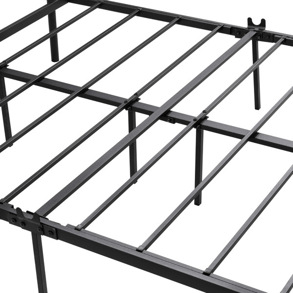Queen Size Bed Frame Metal Platform Mattress Foundation with Headboard Footboard,Victorian Vintage Style,Easy Assemble,Black