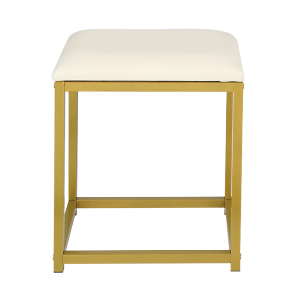 Vanity Stool with Metal Legs, Cushion Vanity Chair, Dressing Makeup Stool Bench, Beige