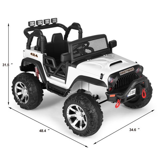 White 12V Battery Kid Ride on Truck Car Electric Jeep Toy LED