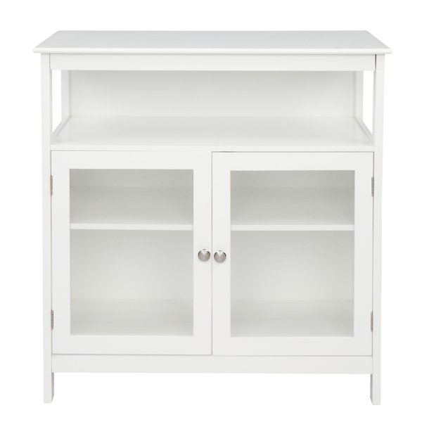 80.65*40*82cm Transparent Double Doors Double Inner Compartments With Middle Storage Layer MDF NC Spray Paint Sideboard White