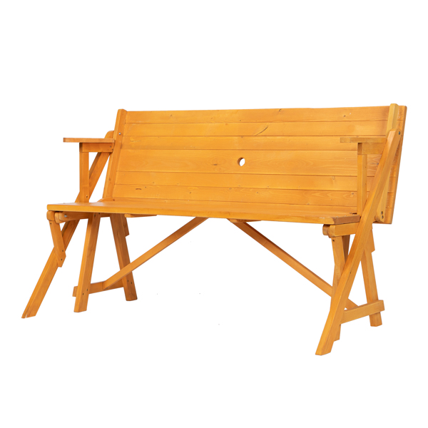 138.5*137*75cm Solid Wood Load-Bearing 150kg Dual-Purpose Conjoined Table And Chair Yellow