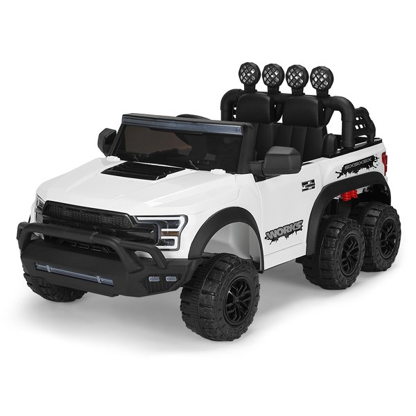 Electric 12V Battery White Kids Ride On Truck Car Pickup w/ RC LED MP3 6 Wheel