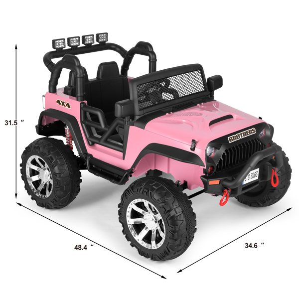 12V Battery Kids Electric Ride on Truck Car Pink Jeep Toys