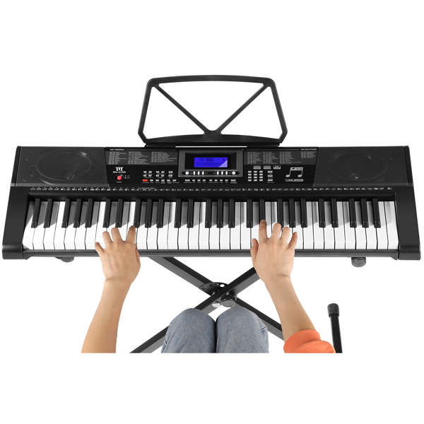 Portable 61-Key Electronic Lighted Keyboard Digital Piano Microphone Headphone